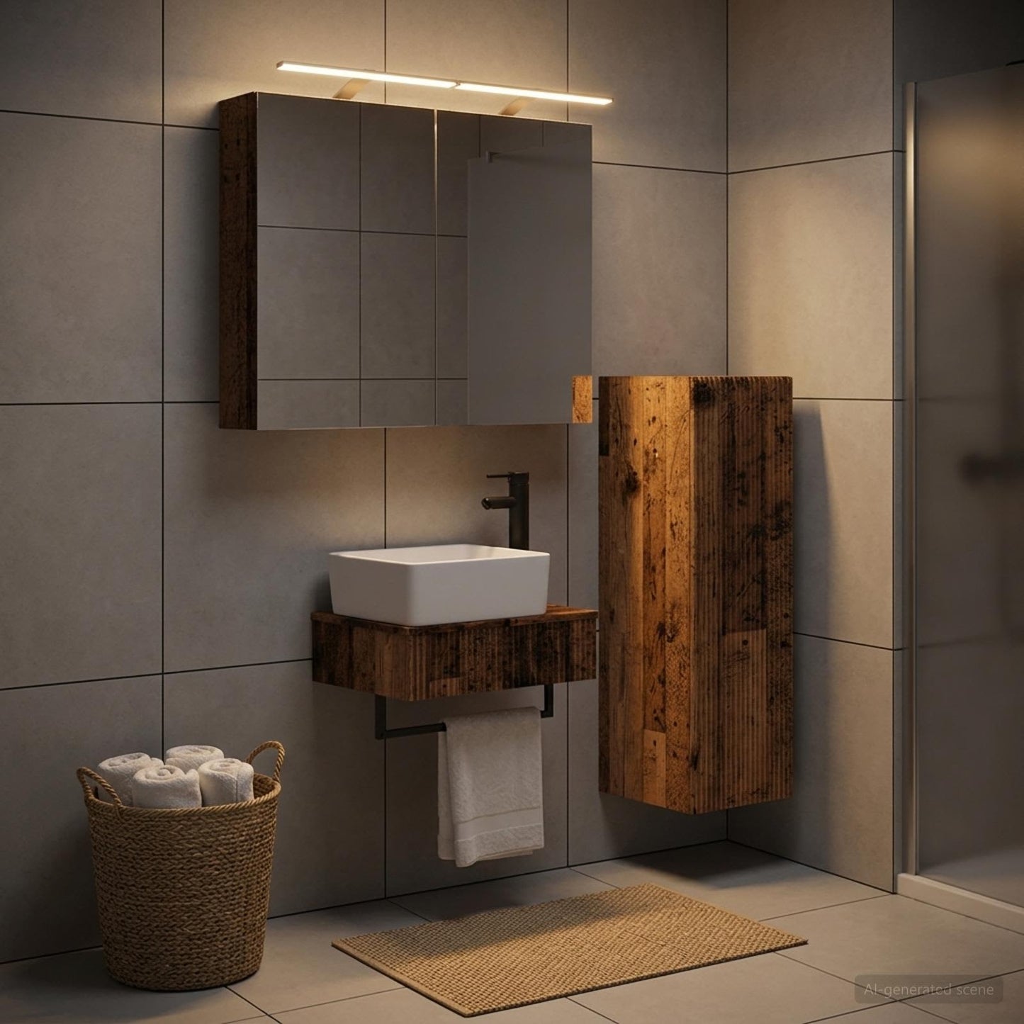 vidaXL Bathroom Cabinet Set 4 pcs Old Wood Engineered Wood
