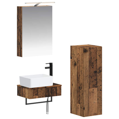 vidaXL Bathroom Cabinet Set 4 pcs Old Wood 50 x 14.5 x 70 cm