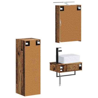 vidaXL Bathroom Cabinet Set 4 pcs Old Wood 50 x 14.5 x 70 cm