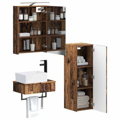 vidaXL Bathroom Cabinet Set 4 pcs Old Wood 50 x 14.5 x 70 cm