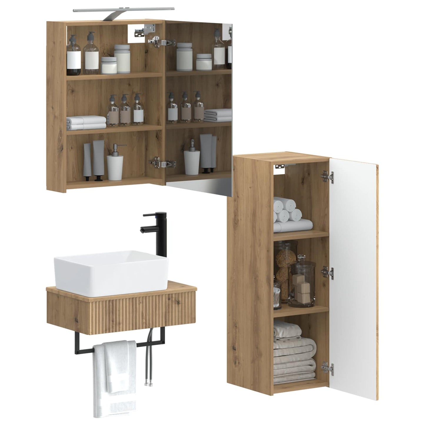vidaXL Bathroom Cabinet Set 4 pcs Artisan Oak 50 x 14.5 x 70 cm