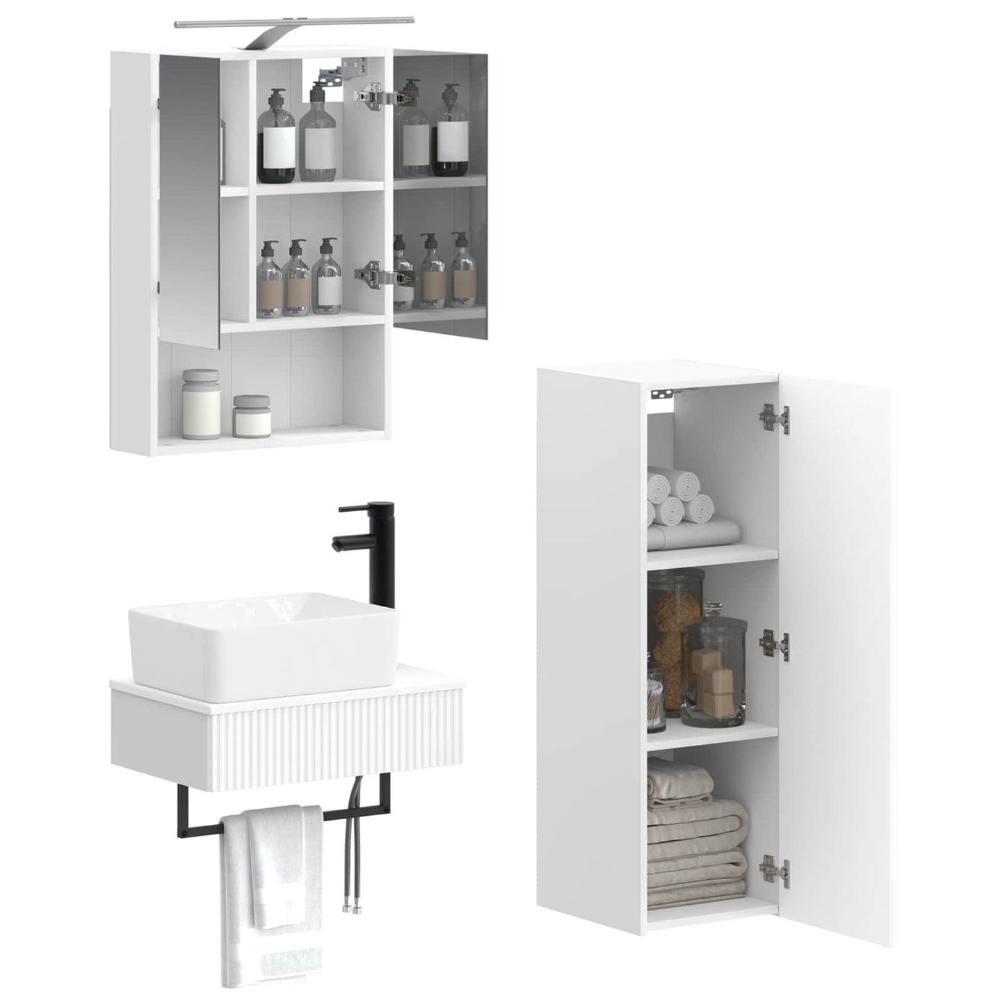 vidaXL Bathroom Cabinet Set 4 pcs White 50 x 14.5 x 70 cm