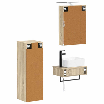 vidaXL Bathroom Cabinet Set 4 pcs Sonoma Oak 50 x 14.5 x 70 cm
