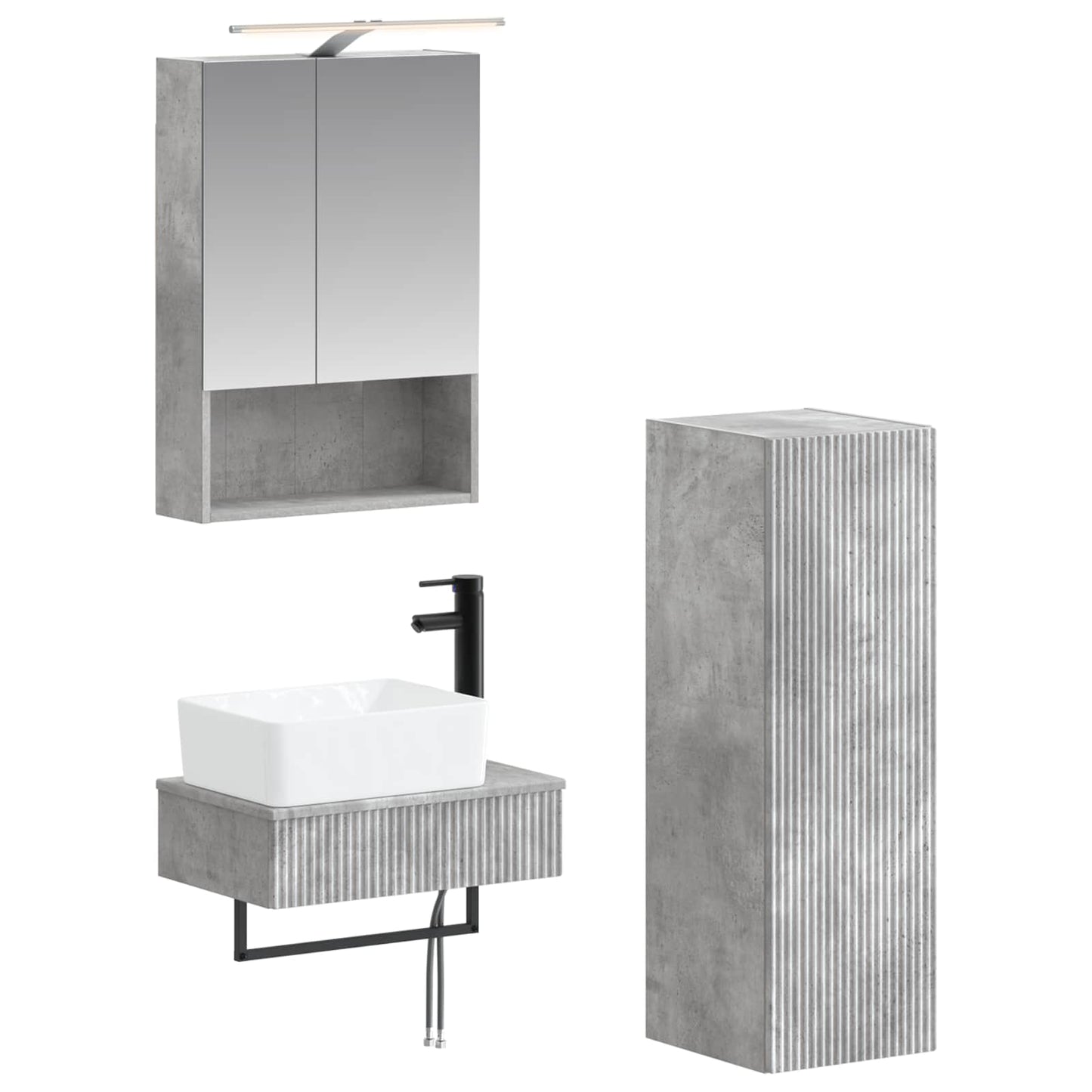 vidaXL Bathroom Cabinet Set 4 pcs Concrete Grey 50 x 14.5 x 70 cm