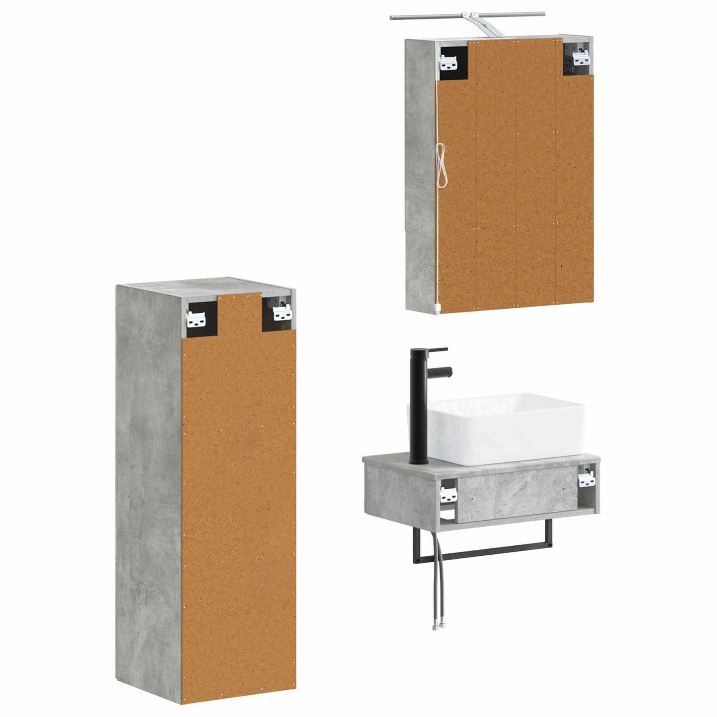 vidaXL Bathroom Cabinet Set 4 pcs Concrete Grey 50 x 14.5 x 70 cm