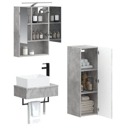 vidaXL Bathroom Cabinet Set 4 pcs Concrete Grey 50 x 14.5 x 70 cm