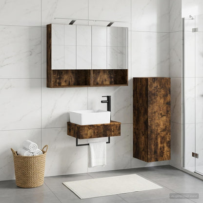vidaXL Bathroom Cabinet Set 4 pcs Smoked Oak Engineered Wood