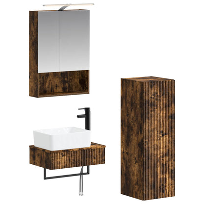 vidaXL Bathroom Cabinet Set 4 pcs Smoked Oak 50 x 14.5 x 70 cm