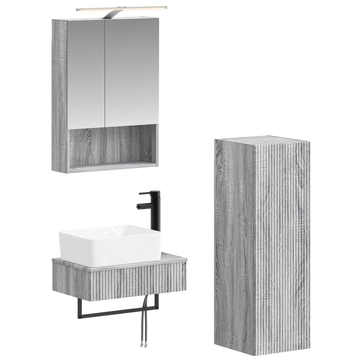 vidaXL Bathroom Cabinet Set 4 pcs Grey Sonoma 50 x 14.5 x 70 cm