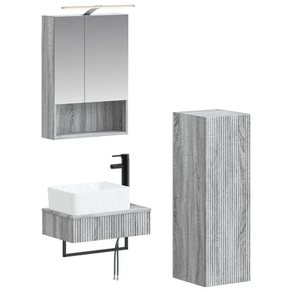 vidaXL Bathroom Cabinet Set 4 pcs Grey Sonoma 50 x 14.5 x 70 cm