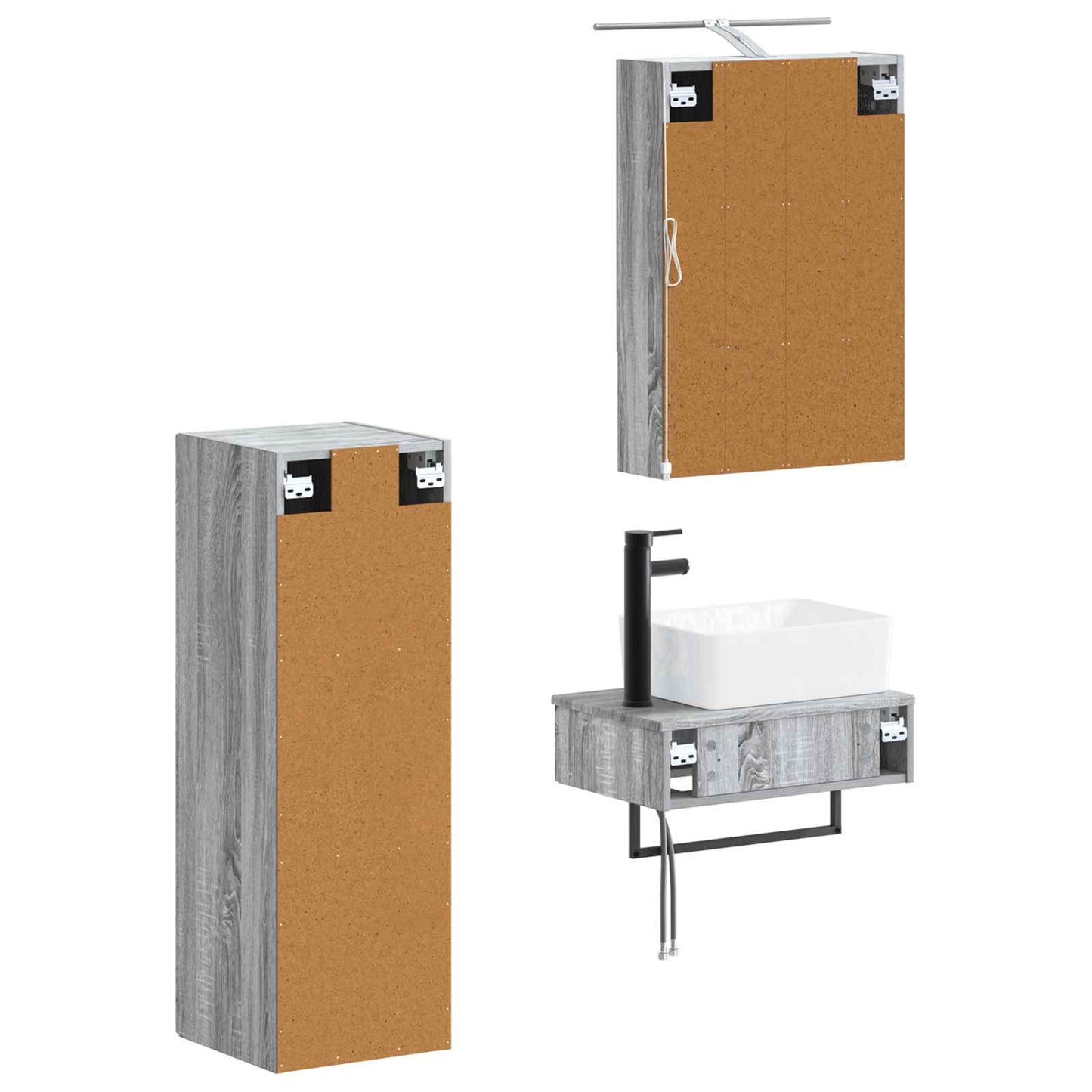 vidaXL Bathroom Cabinet Set 4 pcs Grey Sonoma 50 x 14.5 x 70 cm