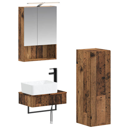 vidaXL Bathroom Cabinet Set 4 pcs Old Wood 50 x 14.5 x 70 cm