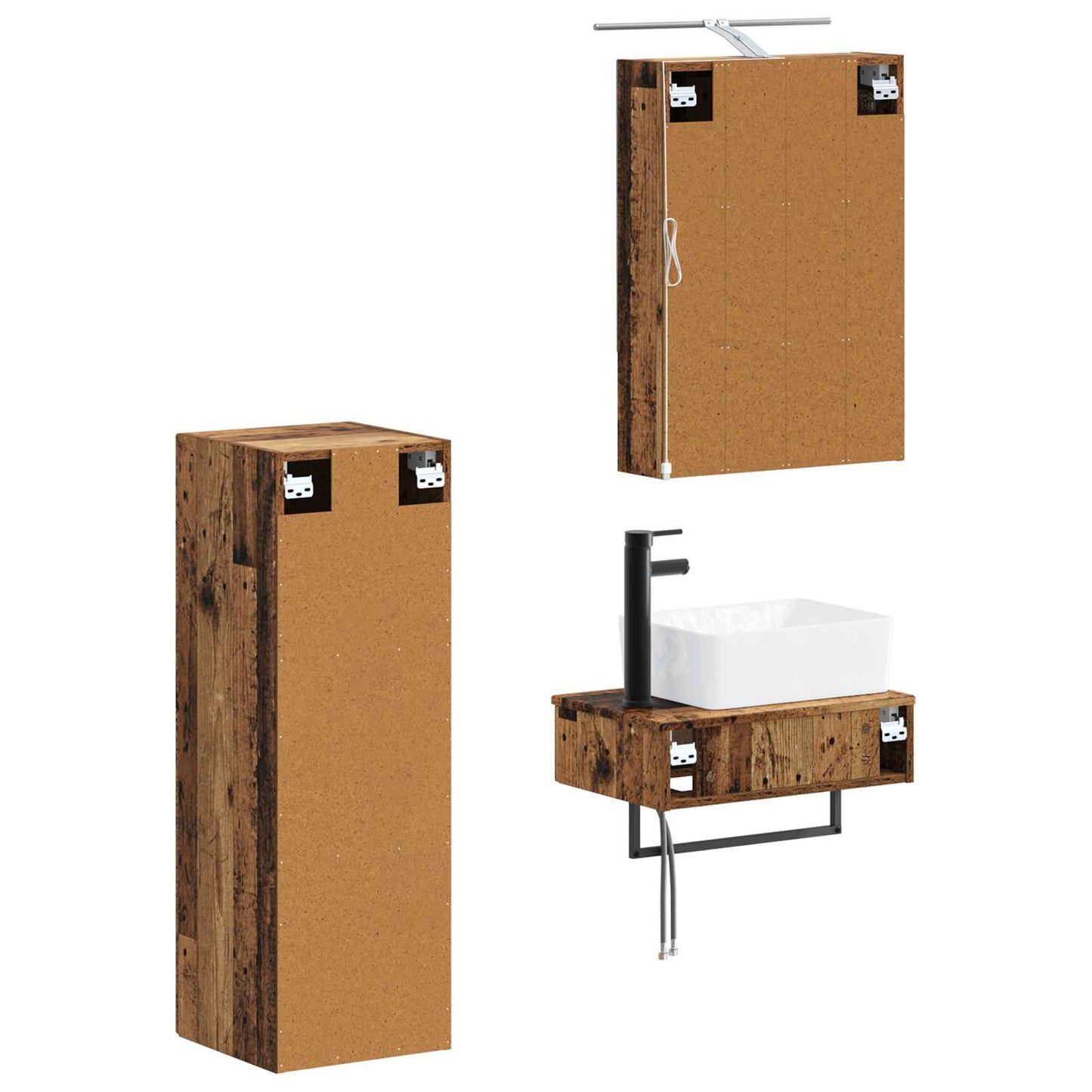 vidaXL Bathroom Cabinet Set 4 pcs Old Wood 50 x 14.5 x 70 cm