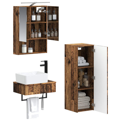 vidaXL Bathroom Cabinet Set 4 pcs Old Wood 50 x 14.5 x 70 cm