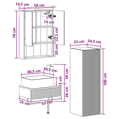 vidaXL Bathroom Cabinet Set 4 pcs Old Wood 50 x 14.5 x 70 cm