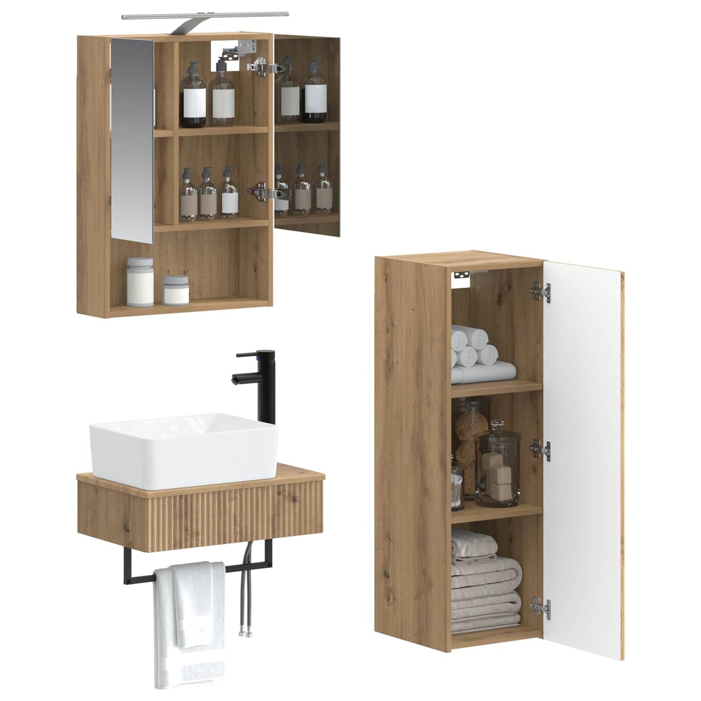 vidaXL Bathroom Cabinet Set 4 pcs Artisan Oak 50 x 14.5 x 70 cm