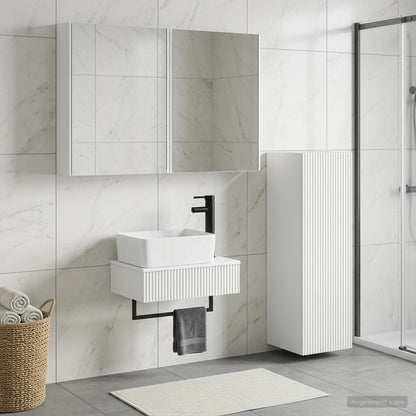vidaXL Bathroom Furniture Set 4 pcs White Engineered Wood and Glass