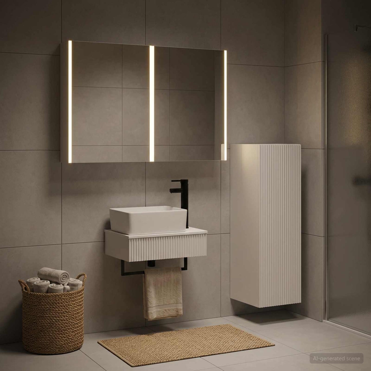 vidaXL Bathroom Furniture Set 4 pcs White Engineered Wood and Glass