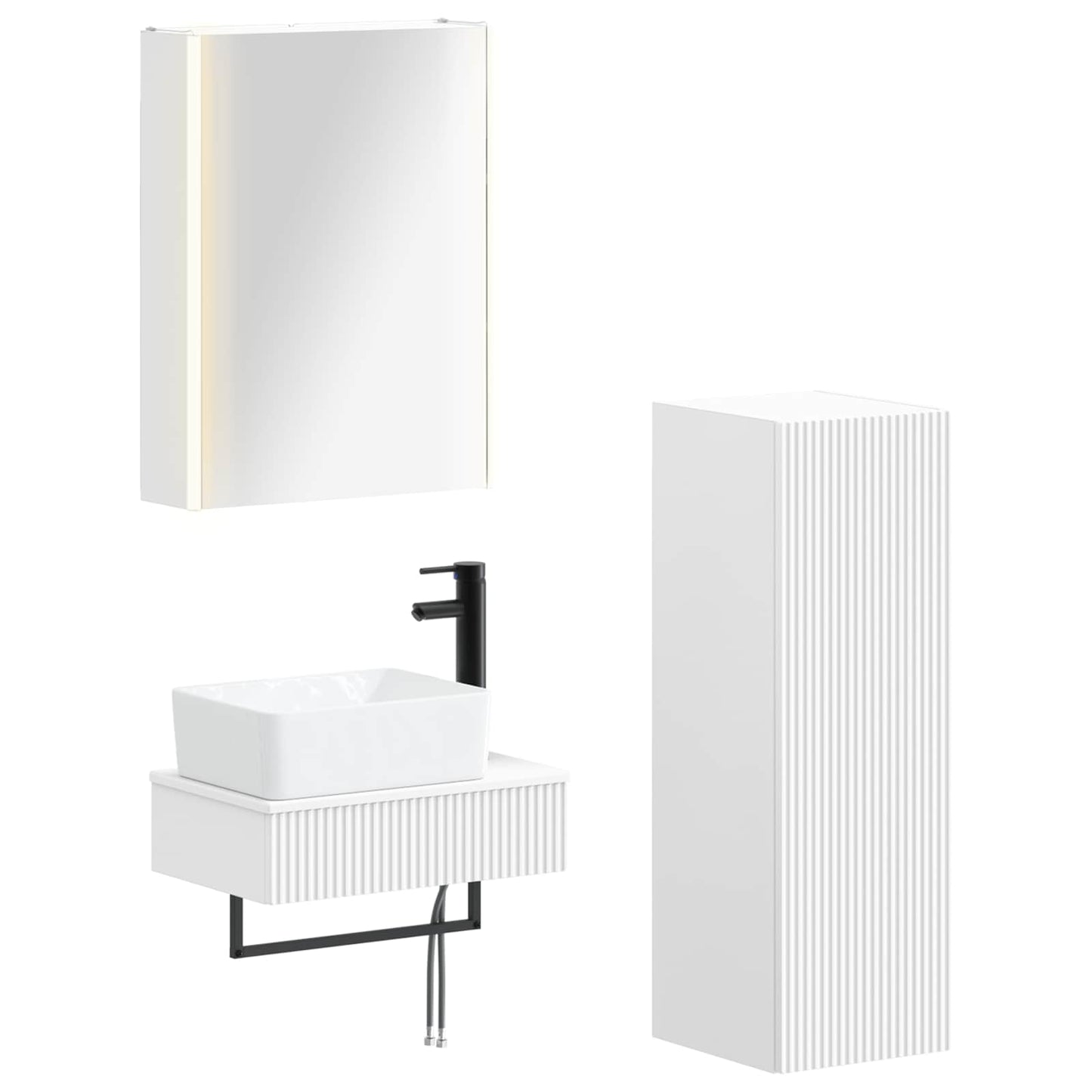 vidaXL Bathroom Furniture Set 4 pcs White Engineered Wood and Glass