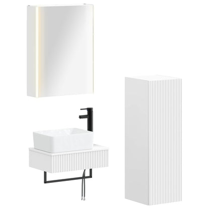 vidaXL Bathroom Furniture Set 4 pcs White Engineered Wood and Glass