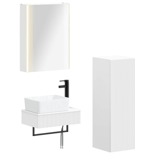 vidaXL Bathroom Furniture Set 4 pcs White Engineered Wood and Glass