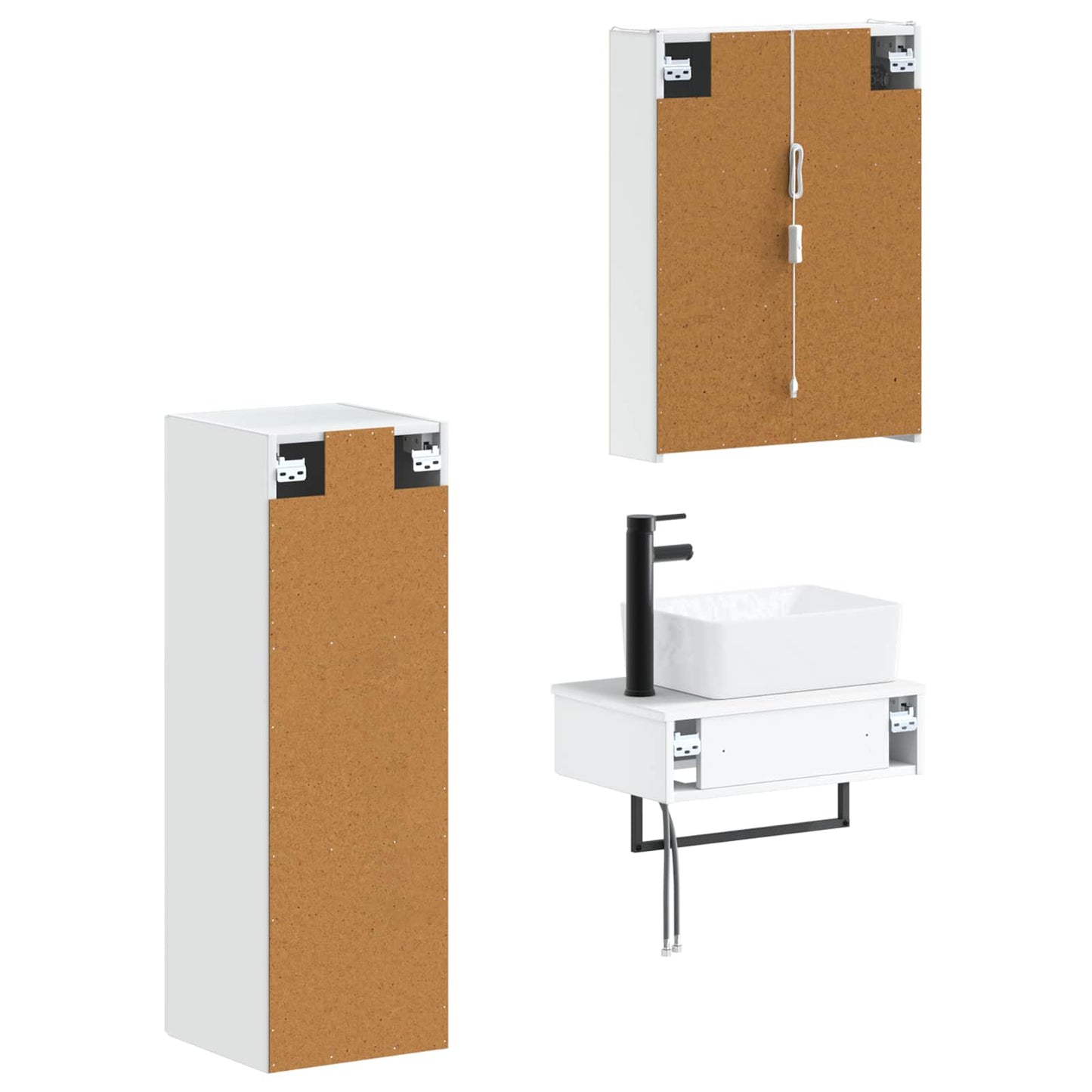 vidaXL Bathroom Furniture Set 4 pcs White Engineered Wood and Glass