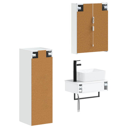 vidaXL Bathroom Furniture Set 4 pcs White Engineered Wood and Glass