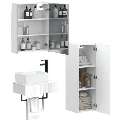 vidaXL Bathroom Furniture Set 4 pcs White Engineered Wood and Glass