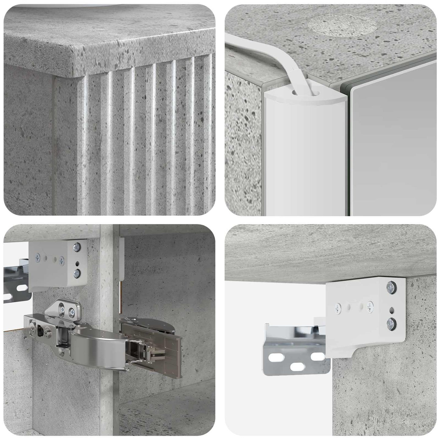 vidaXL Bathroom Furniture Set 4 pcs Concrete Grey