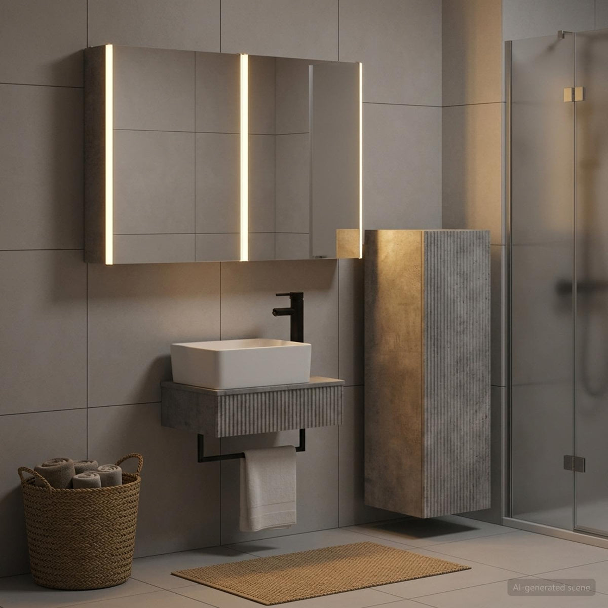 vidaXL Bathroom Furniture Set 4 pcs Concrete Grey