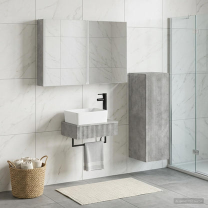 vidaXL Bathroom Furniture Set 4 pcs Concrete Grey