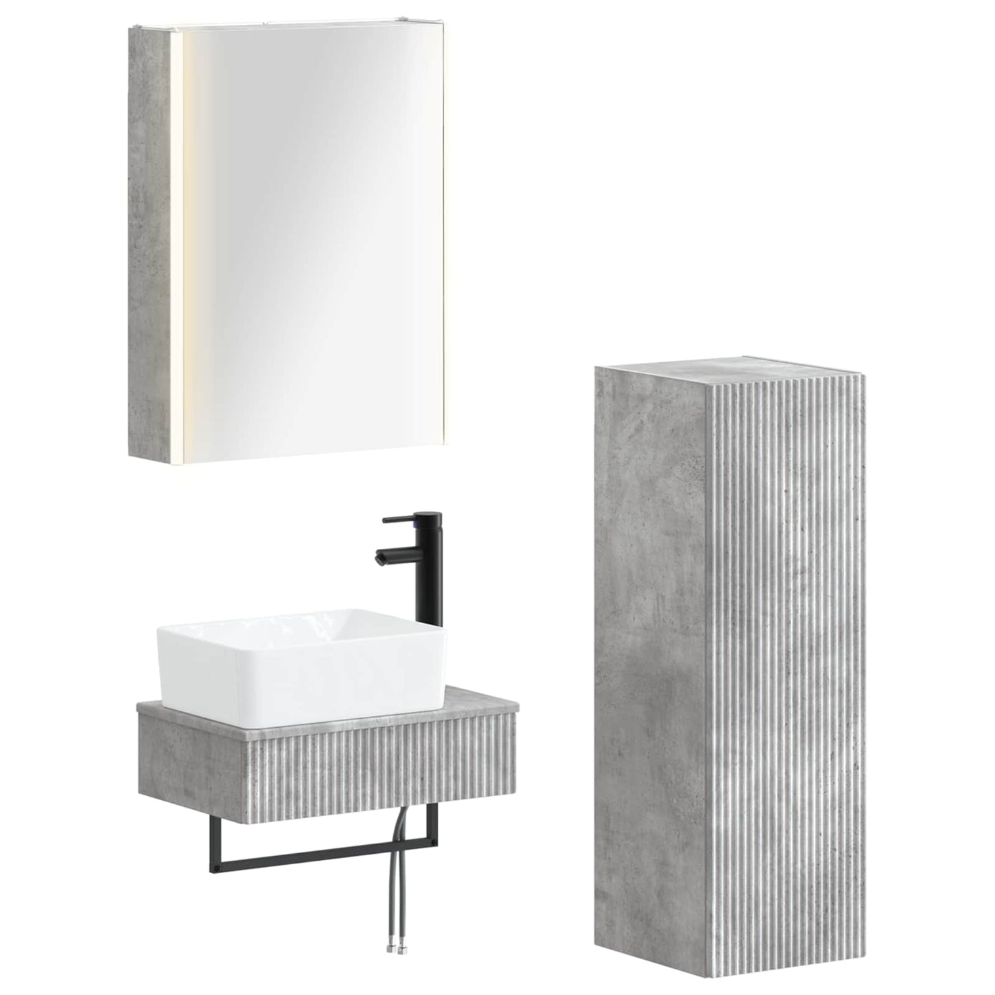 vidaXL Bathroom Furniture Set 4 pcs Concrete Grey
