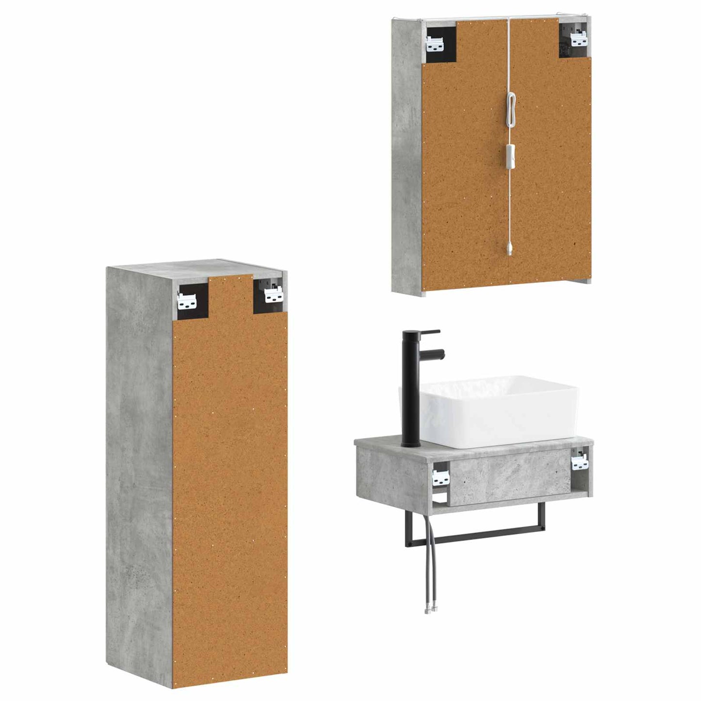 vidaXL Bathroom Furniture Set 4 pcs Concrete Grey