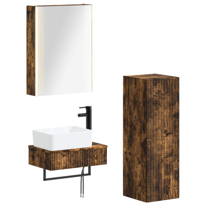 vidaXL Bathroom Furniture Set 4 pcs Smoked Oak