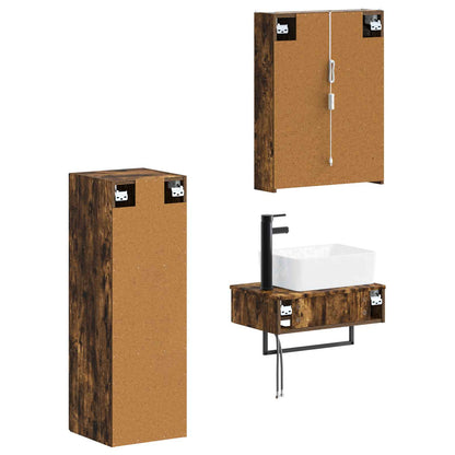 vidaXL Bathroom Furniture Set 4 pcs Smoked Oak