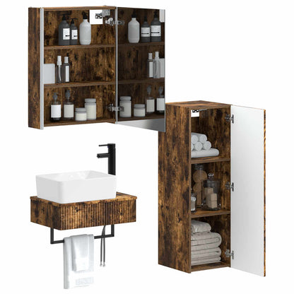 vidaXL Bathroom Furniture Set 4 pcs Smoked Oak