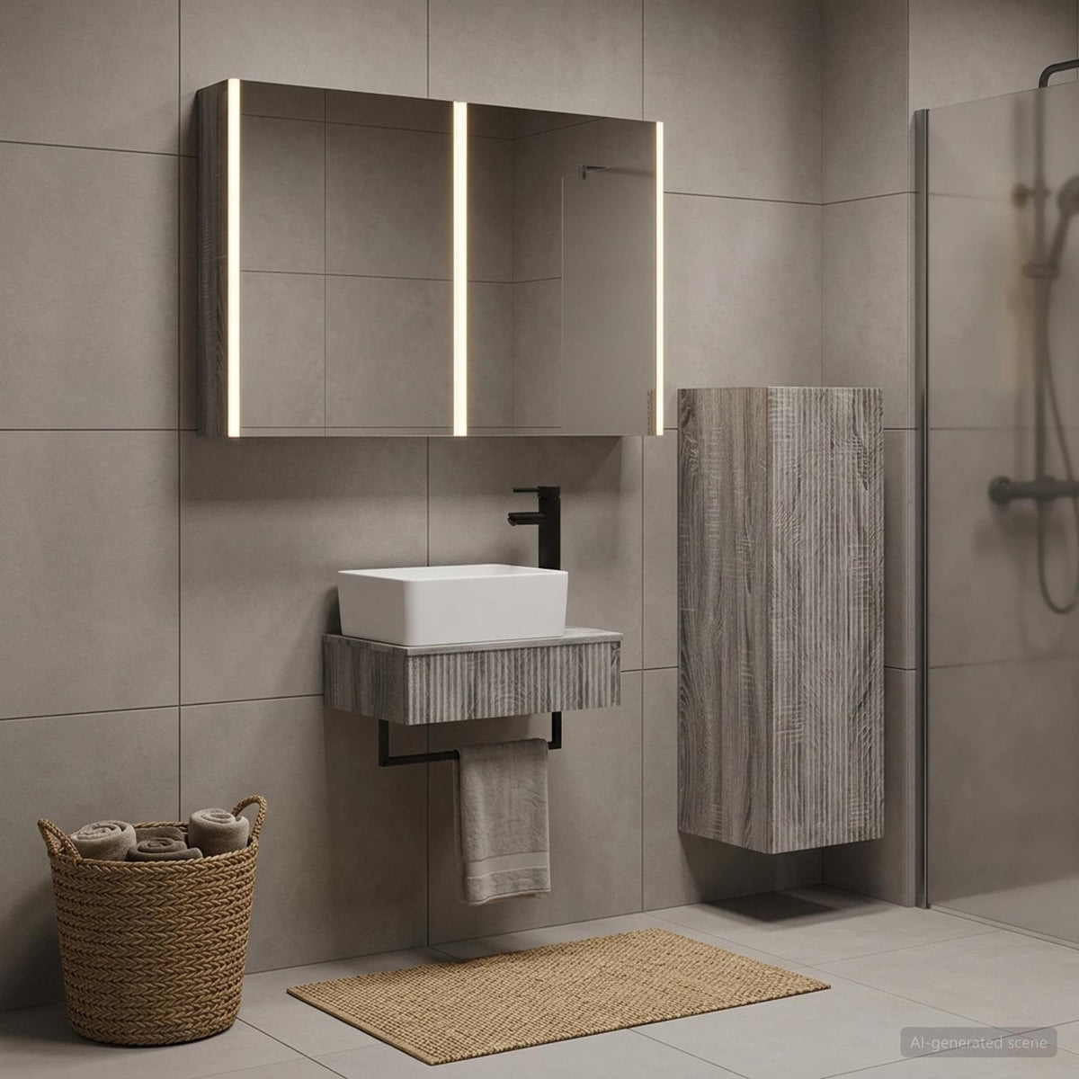 vidaXL Bathroom Furniture Set 4 pcs Grey Sonoma
