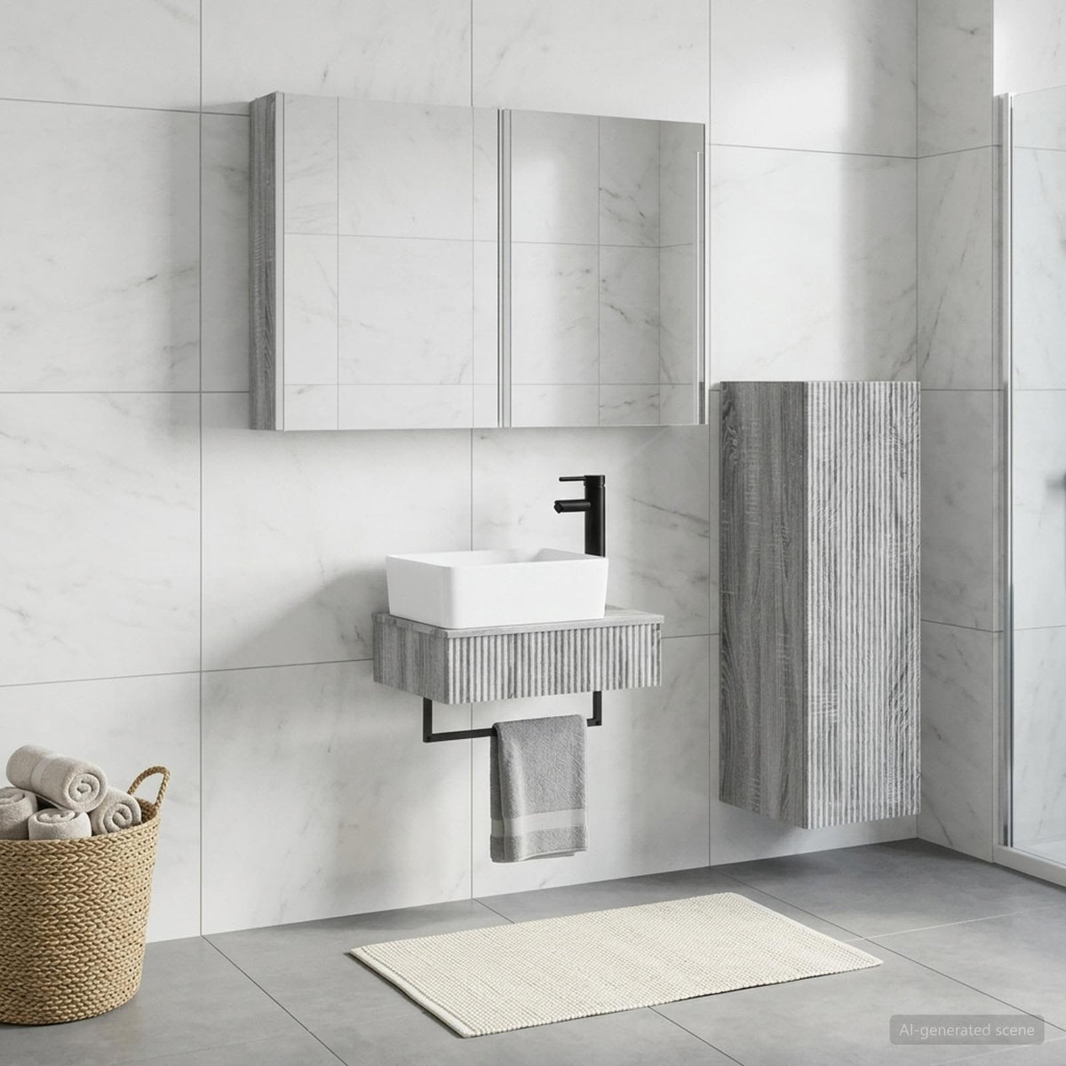vidaXL Bathroom Furniture Set 4 pcs Grey Sonoma