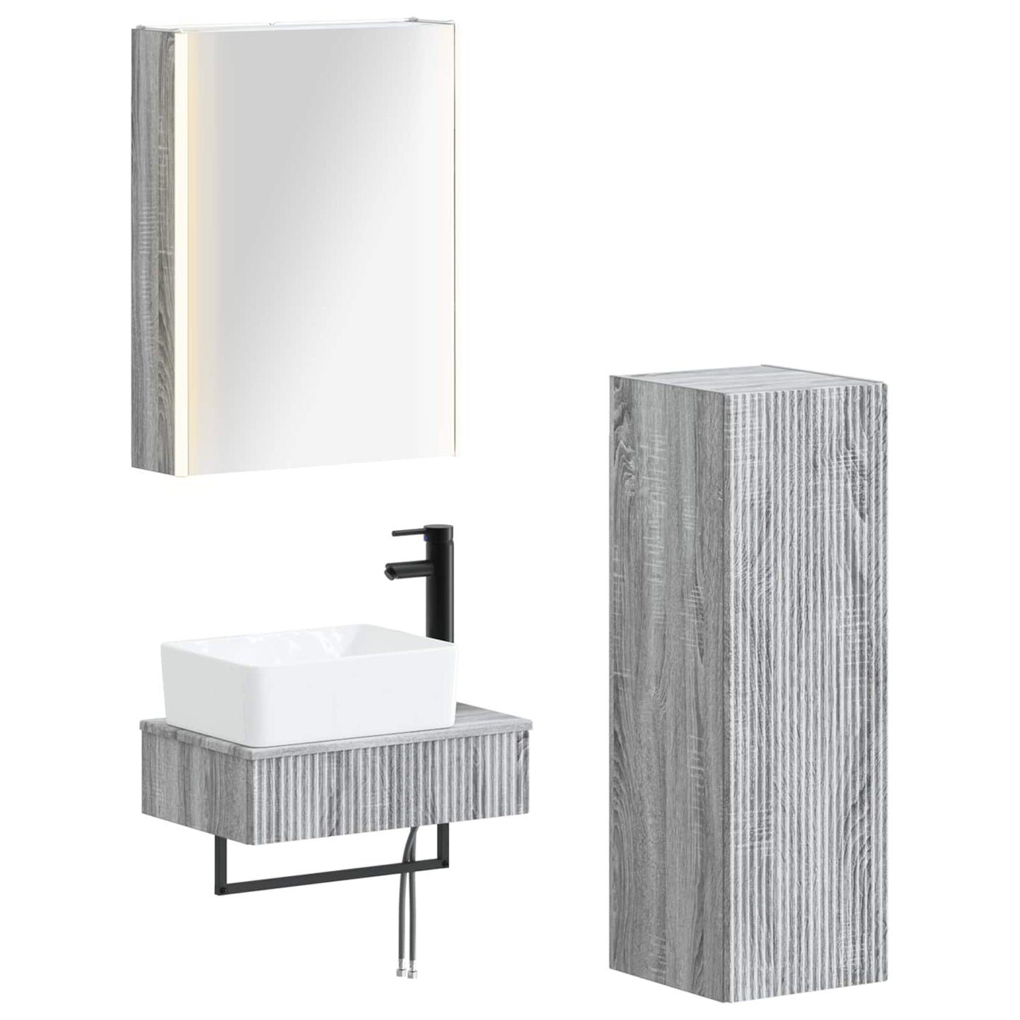 vidaXL Bathroom Furniture Set 4 pcs Grey Sonoma
