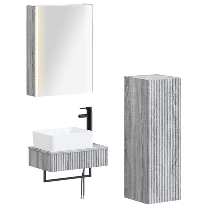 vidaXL Bathroom Furniture Set 4 pcs Grey Sonoma