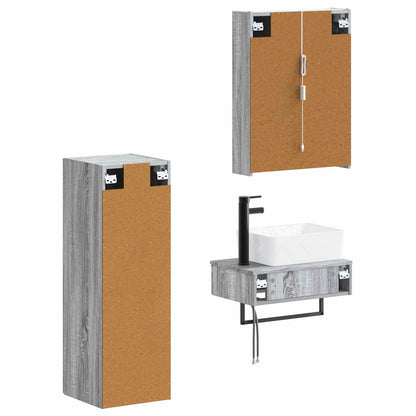 vidaXL Bathroom Furniture Set 4 pcs Grey Sonoma