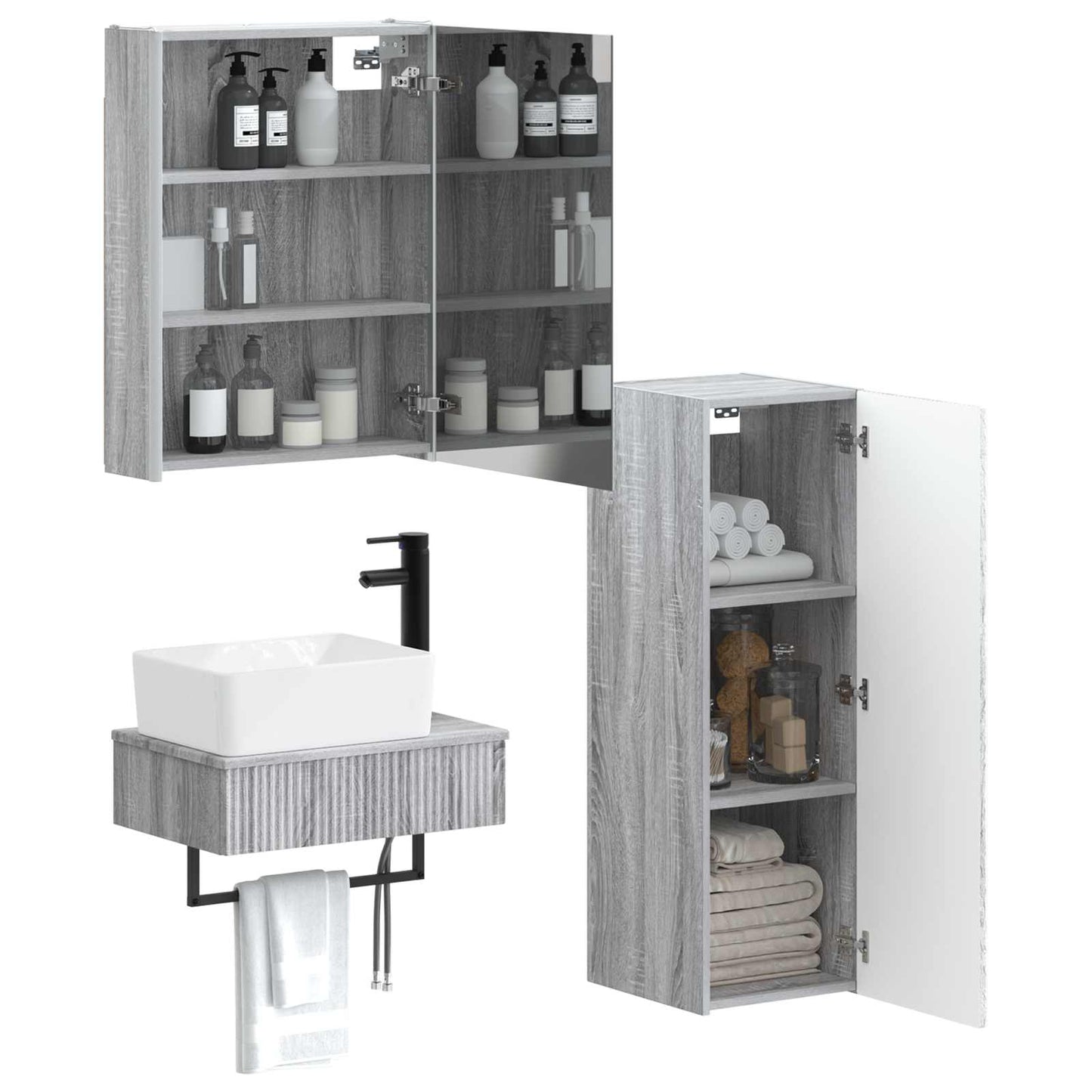 vidaXL Bathroom Furniture Set 4 pcs Grey Sonoma