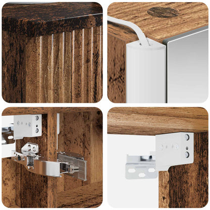 vidaXL Bathroom Furniture Set 4 pcs Old Wood Engineered Wood and Glass