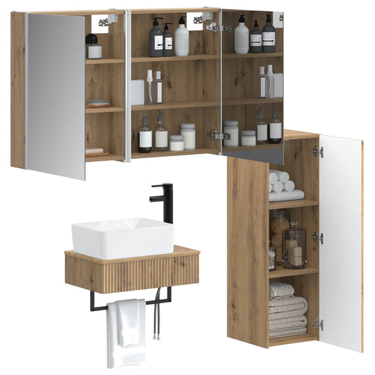 vidaXL Bathroom Furniture Set 4 pcs Artisan Oak