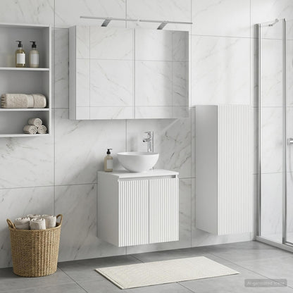 vidaXL Bathroom Furniture Set 4 pcs White Engineered Wood and Glass