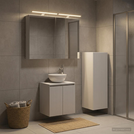vidaXL Bathroom Furniture Set 4 pcs White Engineered Wood and Glass