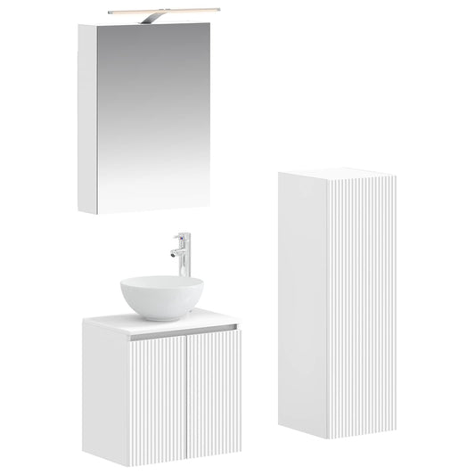 vidaXL Bathroom Furniture Set 4 pcs White Engineered Wood and Glass