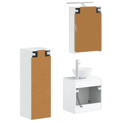 vidaXL Bathroom Furniture Set 4 pcs White Engineered Wood and Glass