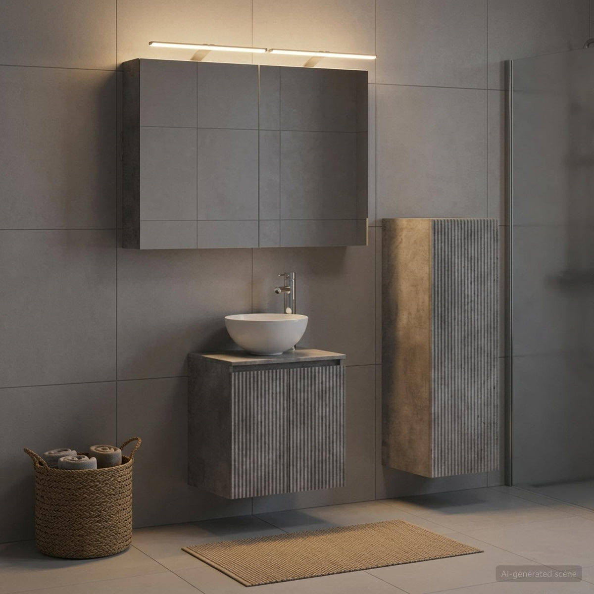 vidaXL Bathroom Furniture Set 4 pcs Concrete Grey