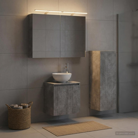 vidaXL Bathroom Furniture Set 4 pcs Concrete Grey